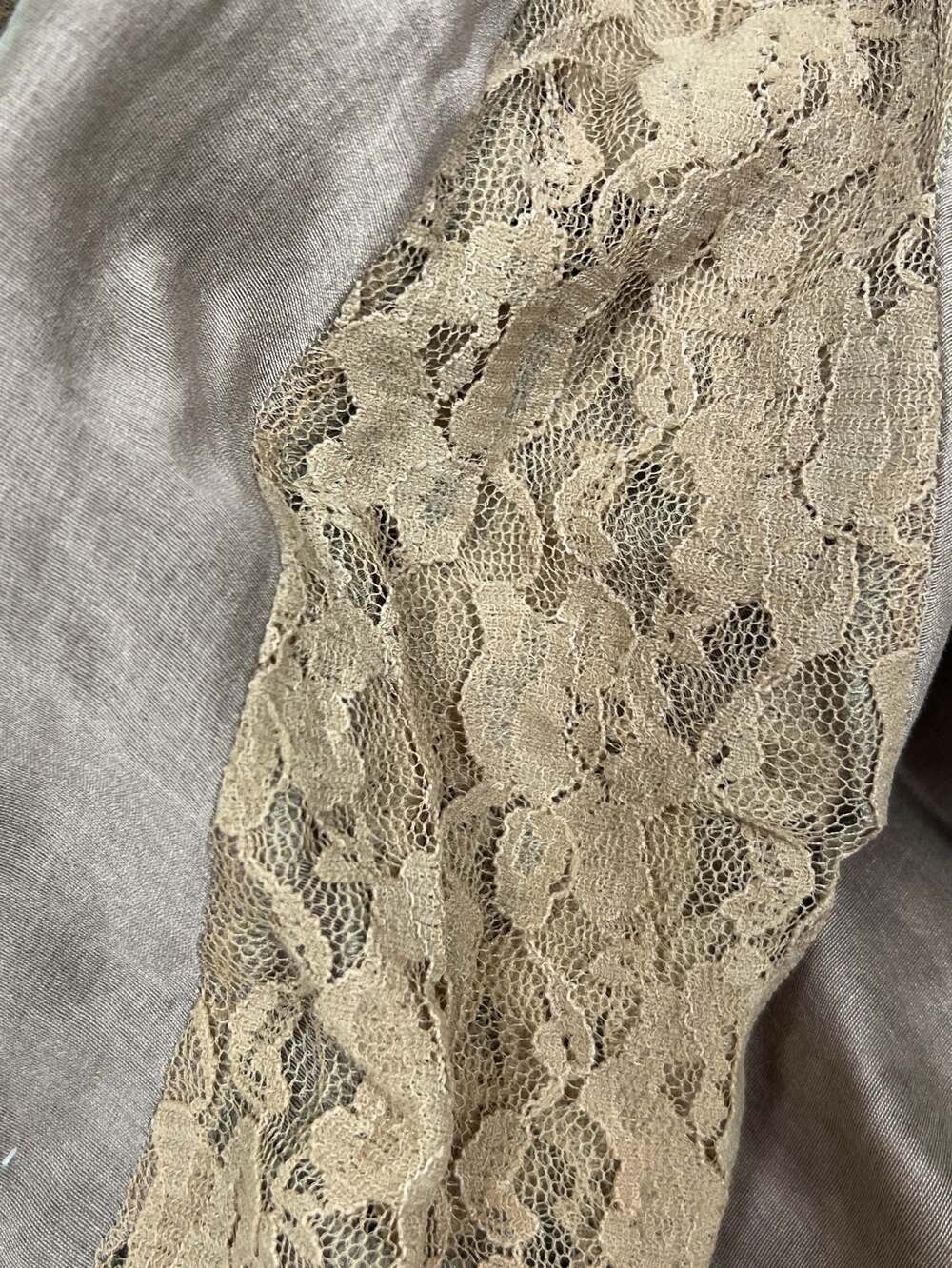 Chan Luu Brown Silk and Lace Flare Short Sleeve Dress Size S - Picture 3 of 6